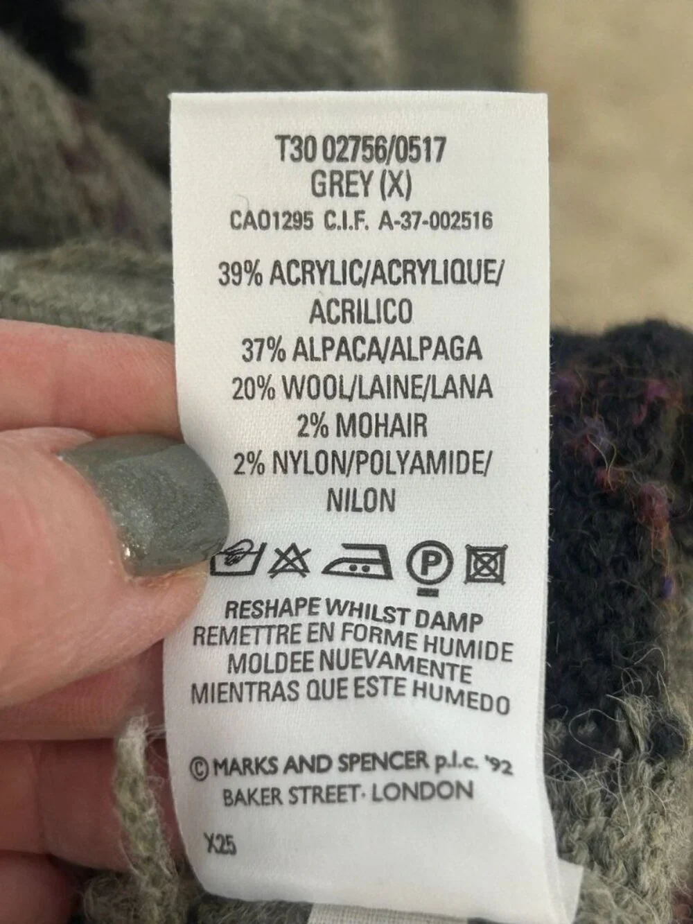 St. Michael - Marks & Spencer Sweater Argyle Alpaca Wool Embroidered Ski Size XL